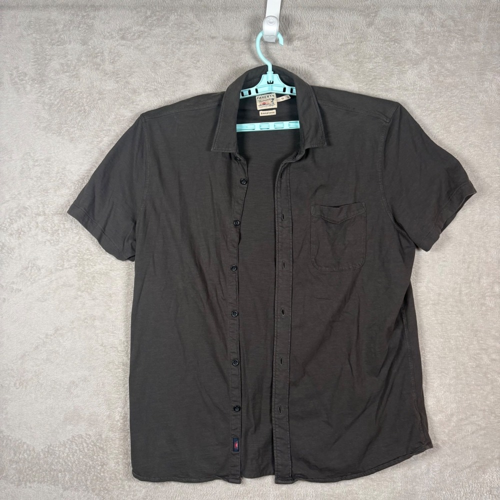 Faherty Button Down Mens XL Gray Sunwashed Organic Cotton Casual Short Sleeve